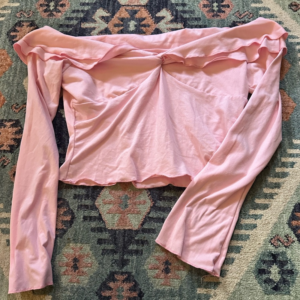 Amazon Pink Off-Shoulder Crop Top